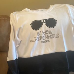 Brand new Karl Lagerfeld black an white set the pant are fitted pant